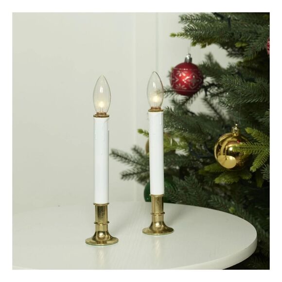 Battery-Operated LED Flameless Christmas Candle with Gold Base, 2 Count, Holiday - Picture 2 of 4